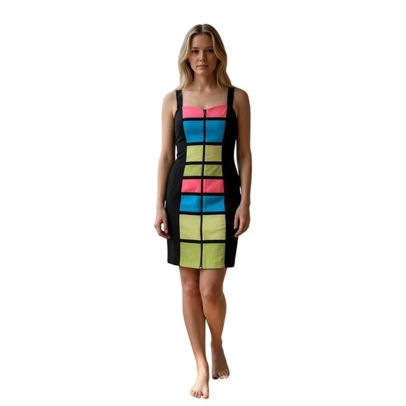 Cross Over 1 Dresses & Skirts - Cross Over 1 Colorblock Sleeveless Bodycon Dress Size 2X NWT Multicolor